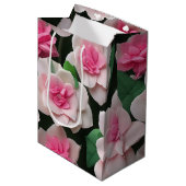  roze bloemenboho groen patroon medium cadeauzakje (Voorkant Gekanteld)