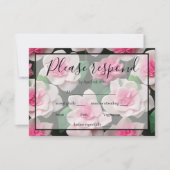 roze bloemenboho groen patroon RSVP kaartje (Voorkant)