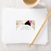 Roze Bloemenbruid & bruidegom retour adreslabel Etiket (Insitu)