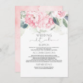  roze bloemenbruiloft informatie informatiekaartje (Voorkant / Achterkant)