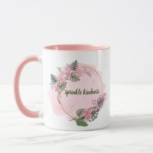Roze, bloemencirkel, motivatie mok