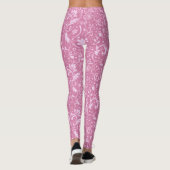Roze Bloemendamaskpatroon Leggings (Achterkant)