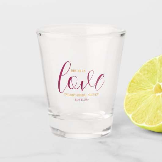 Roze Bloemendecor Bruidsdouche Shot Glas (Voorkant)