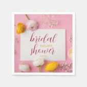 Roze Bloemendecor Bruiloftsfeest Servet (Voorkant)