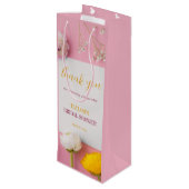 Roze Bloemendecor Bruiloftsfeest Wijn Cadeautas (Achterkant Gekanteld)