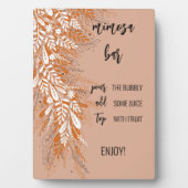 Roze bloemendecor mimosa bar tafel sign plaque fotoplaat (voorkant)