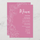 Roze Bloemendiner Menu (Voorkant / Achterkant)