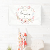 Roze bloemendochterdoop spandoek (Insitu)