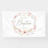 Roze bloemendochterdoop spandoek (Horizontaal)