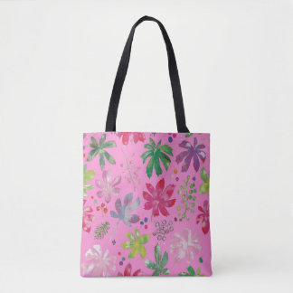 Roze bloemendragtasc – Mooie botanische print Draagtas
