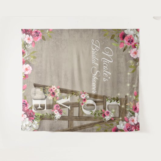 Roze Bloemendrapentapijt voor Bruiloftsfeest Wandkleed (Voorkant (horizontaal))