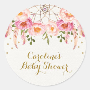 Roze Bloemendroomvanger Shower Bedankt Favorieten Ronde Sticker