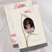 Roze Bloemenfoto Begrafenissympathie Dank u kaart Notitiekaartje