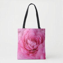 Roze Bloemenfoto Monogram Tas