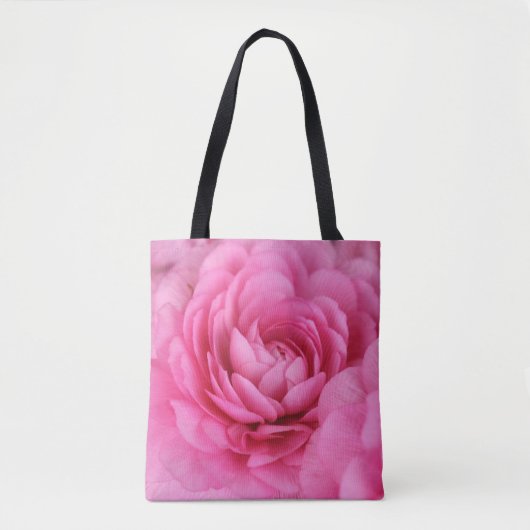 Roze Bloemenfoto Monogram Tas (Voorkant)
