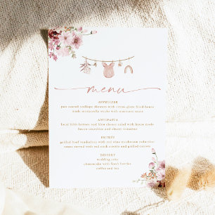 Roze bloemengardern baby shower menu