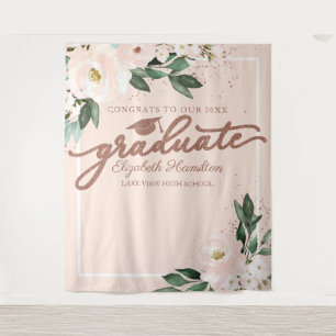 Roze bloemengraduatie feest foto achtergrond wandkleed