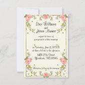 Roze Bloemengrens Bruiloft uitnodiging (Voorkant)
