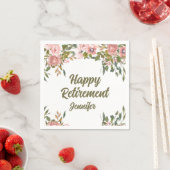 Roze Bloemengroen Rustiek Boho Happy Retirement Servet (Insitu)