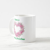 Roze Bloemenhart gepersonaliseerd Koffiemok (Voorkant links)