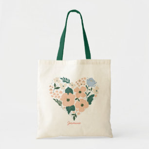 Roze Bloemenhart & LIEFDE Tote Bag