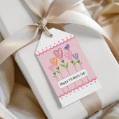 Roze Bloemenharten Moederdag Cadeaulabel