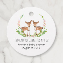 Roze bloemenhert dank u bedankjes labels