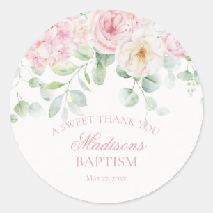 Roze Bloemenhortensia Bloom Doopcirkel Ronde Sticker