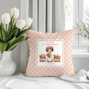 Roze Bloemenkabouter 4e Verjaardag Kussensloop Kussen