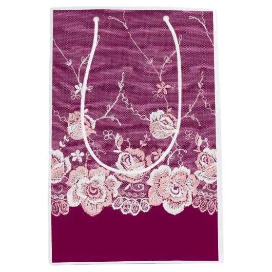 Roze Bloemenkant Medium Cadeauzakje (Voorkant)