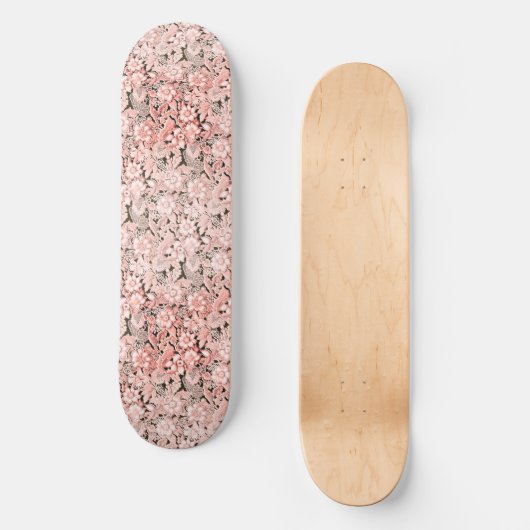 Roze  Bloemenkant Skateboard (Voorkant)