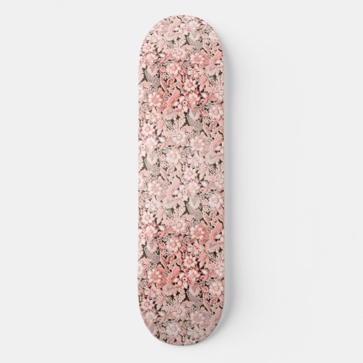 Roze  Bloemenkant Skateboard (Voorkant)