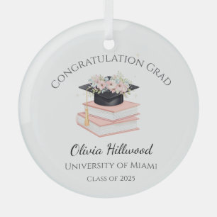 Roze Bloemenkapje Uni Naam Glas Ornament