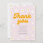 Roze bloemenkleine miss mooie eerste verjaardag bedankkaart (Voorkant)