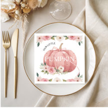 Roze Bloemenklepel Baby Shower Servet