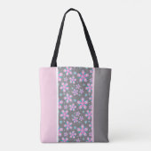 Roze bloemenkleur blok monogram draagtas (Achterkant)
