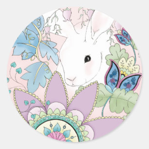 Roze Bloemenkonijn sticker