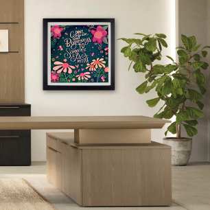  roze bloemenkorf Vergelijk niet inspirerend citaa Poster