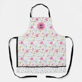 Roze Bloemenkrans Monogram All-Over Print Schort (Voorkant)