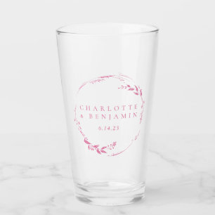 Roze bloemenkrans Persoonlijke trouwdatum Glas