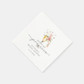 Roze Bloemenkranz, Parels & Prosecco Bruidsfeest Servet (Hoek)