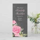  roze bloemenkrijtbord Huwelijksprogramma Programma (Staand voorkant)