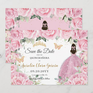 Roze bloemenkroon Prinses Quinceañera Quince Sweet Save The Date