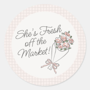 Roze Bloemenmarkt Verse Bloem Bruidsdouche Ronde Sticker
