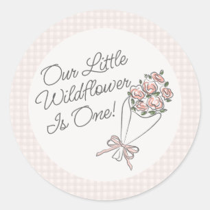 Roze Bloemenmarkt Verse Bloemen Verjaardagsfeest Ronde Sticker