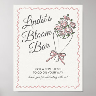Roze Bloemenmarkt Verse Bloemenbloemenbar Teken Poster