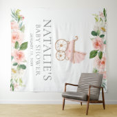 Roze bloemenmeisje baby shower achtergrondtapijt wandkleed (In Situ (horizontaal))