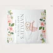 Roze bloemenmeisje baby shower achtergrondtapijt wandkleed (Voorkant (horizontaal))