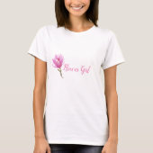 Roze Bloemenmeisje Basic T-shirt (Voorkant)