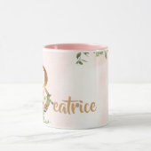 Roze bloemenmonogram B waterverf met naam Mok (Midden)